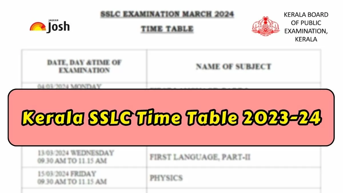 Kerala SSLC Time Table 2024: Download Kerala 10th Exam Date And Timings PDF