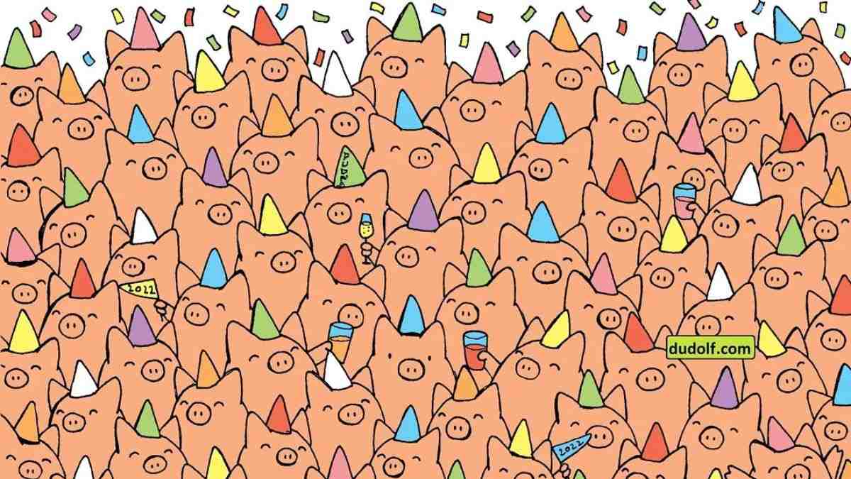 Only People With Keen Vision Can Spot Three Pigs Without Hats In 11 Seconds!