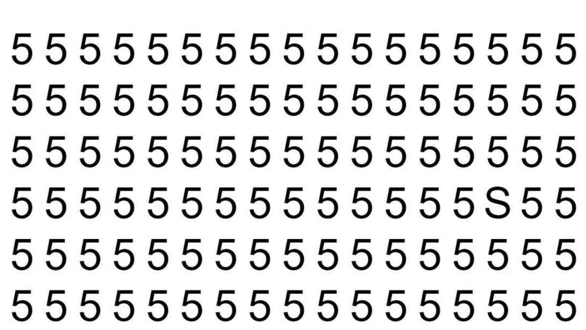Optical Illusion: Find S among 5s in the picture in 4 seconds!
