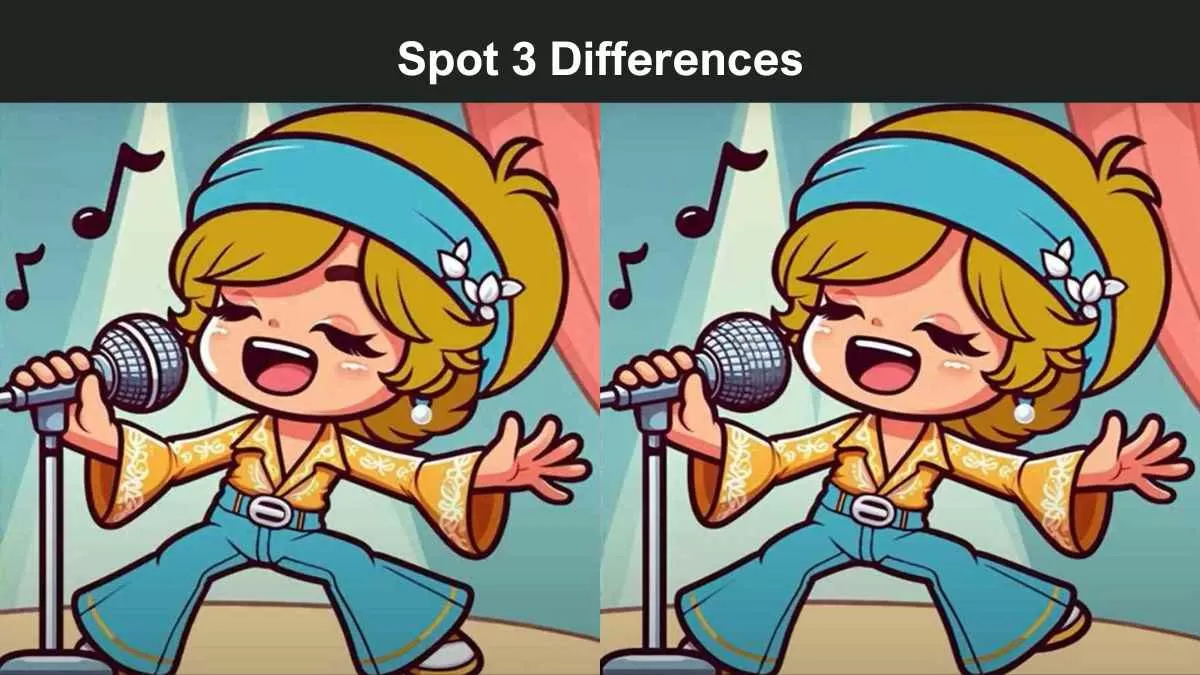 Spot 3 differences singing girl