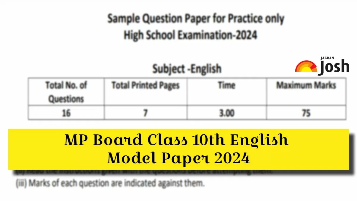 Get direct link to download Class 10 English Model paper for MP Board