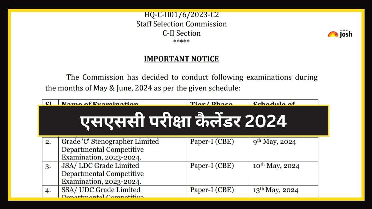 SSC Exam Calendar 2024 ssc.nic.in पर घोषित, यहां देखें स्टेनो, JE