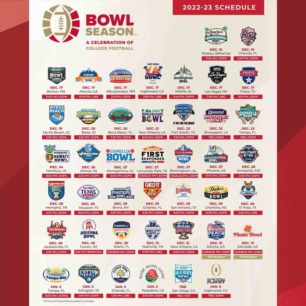 Printable Bowl Schedule 2025