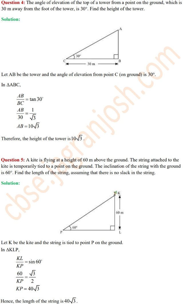 trigonometry class 10 exercise 9.1 solutions
