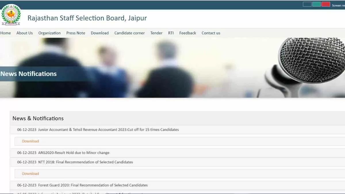 RSMSSB Junior Accountant Result 2023 OUT: राजस्थान जूनियर अकाउंटेंट और तहसील राजस्व लेखाकार परीक्षा का परिणाम जारी 