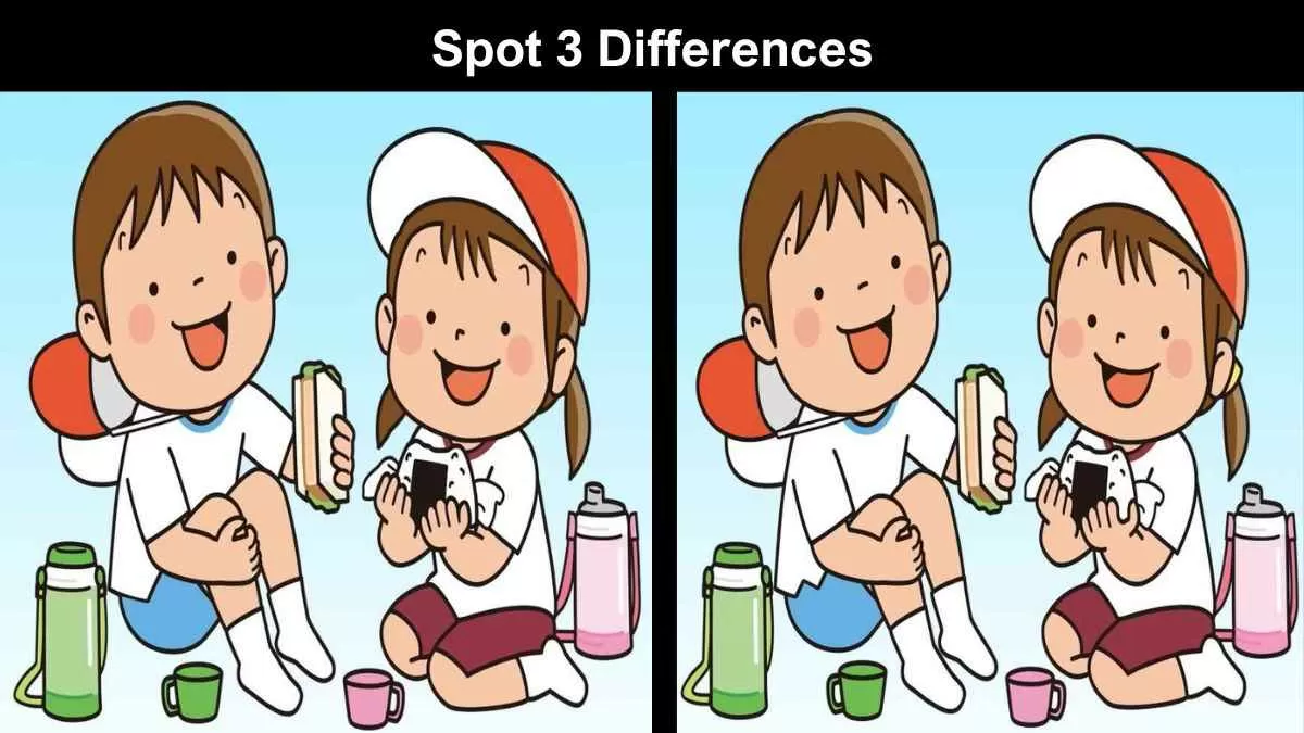 Spot 3 differences between the children pictures