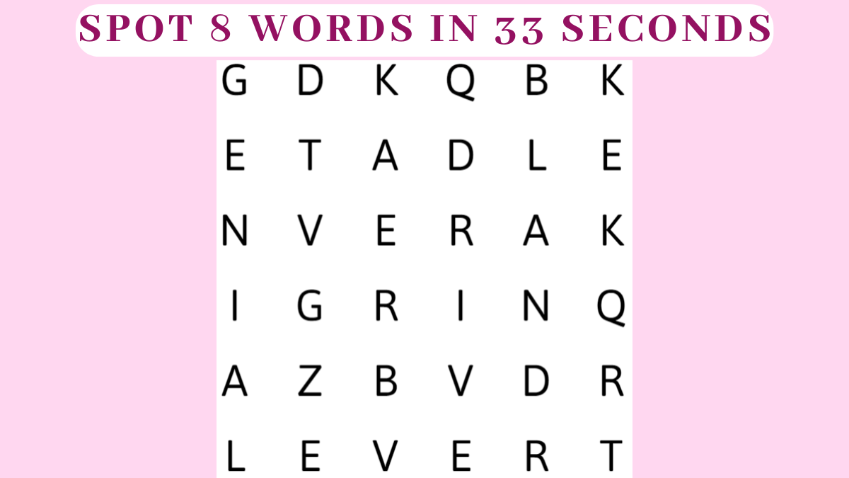 Word Search Puzzle - Spot 8 Words In 33 Seconds!