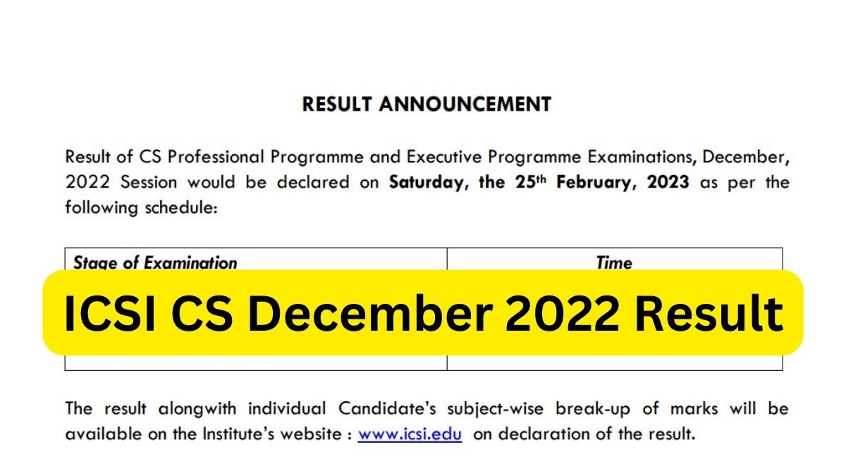 ICSI CS Professional and Executive Result on 25 February, 2023