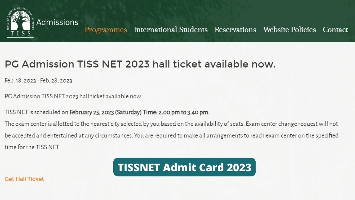 TISSNET Admit Card 2023 Releases