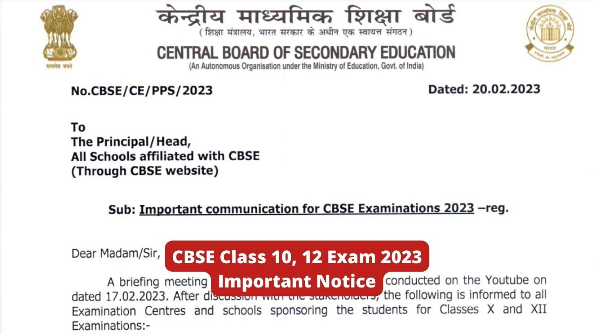CBSE Class 10, 12 Exam 2023 Instructions for Schools