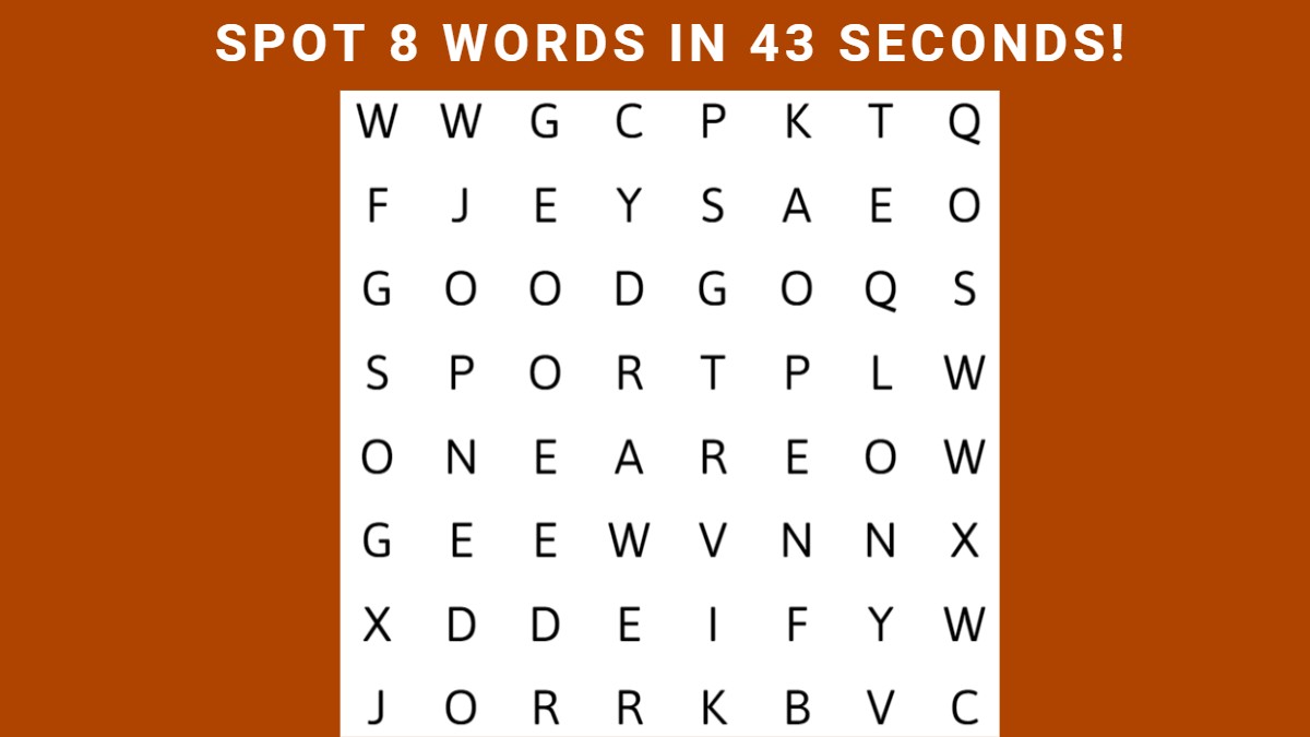 Word Search Puzzle - Spot 8 Words In 43 Seconds!