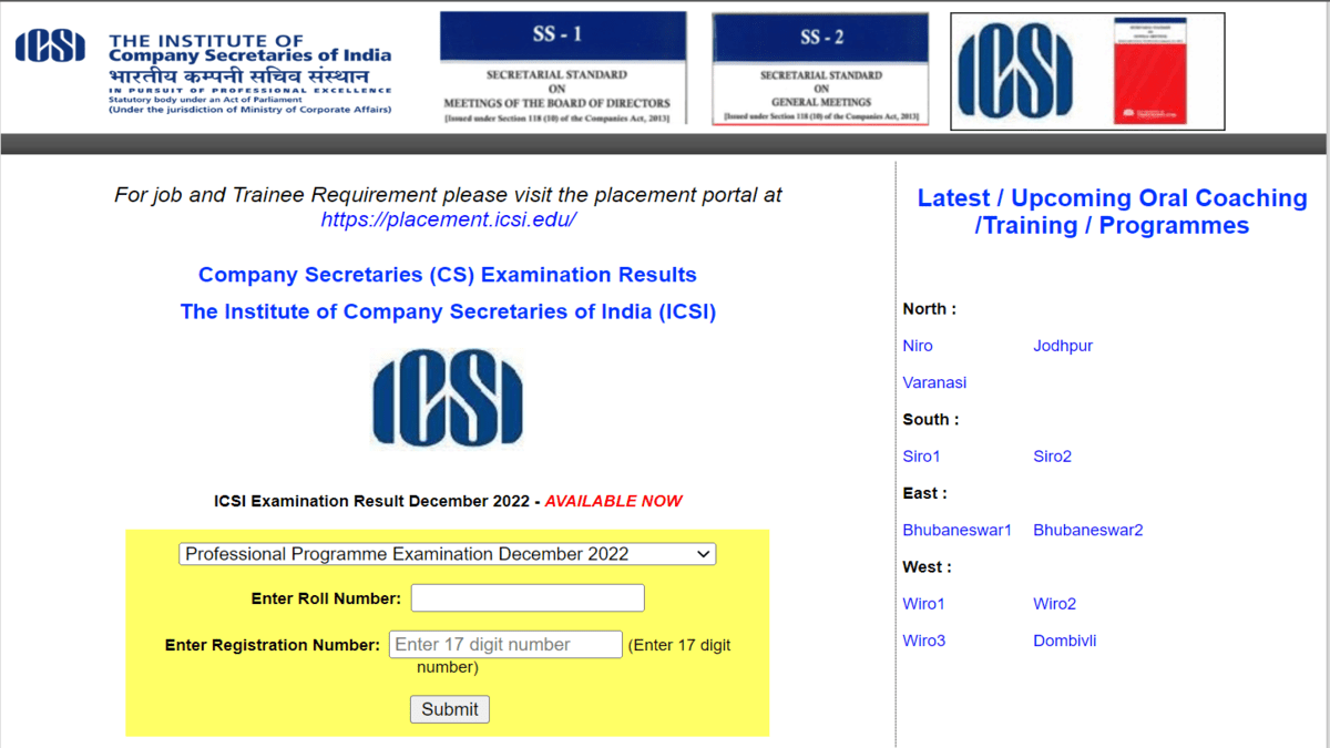 ICSI CS Professional Result 2022 for Dec Session Declared