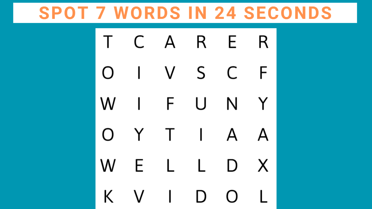 Word Search Puzzle - Spot 7 Words In 24 Seconds!