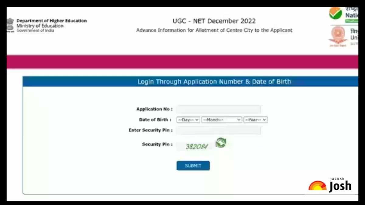 UGC-NET City Intimation Slip