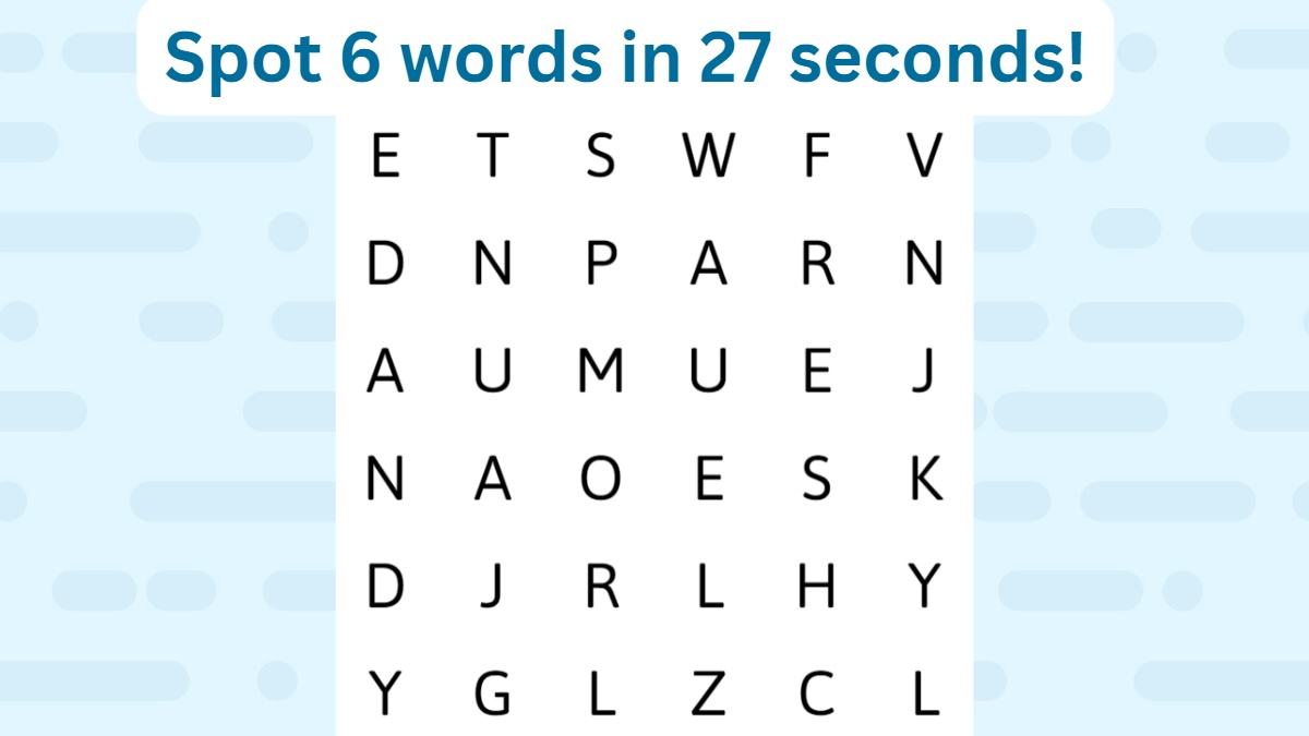 Word Search Puzzle Can You Spot 6 Words Hidden In The Puzzle In 27 