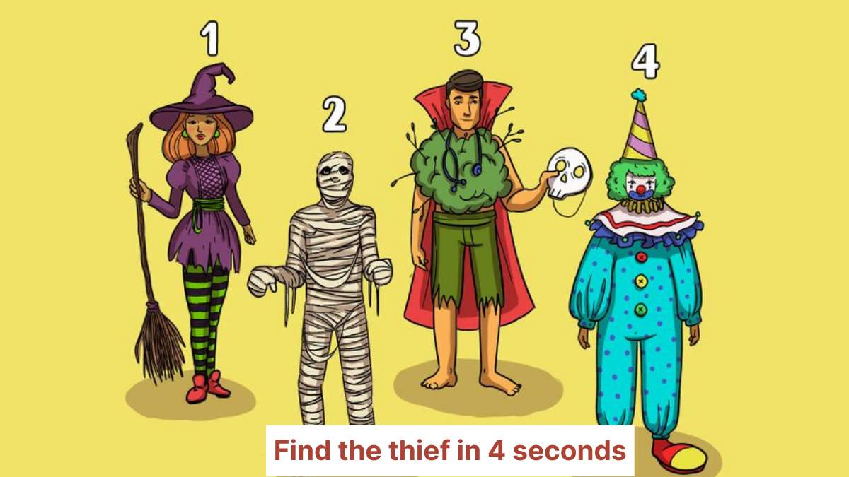 Seek and Find Puzzle: Can you find the thief in costume in 4 seconds?