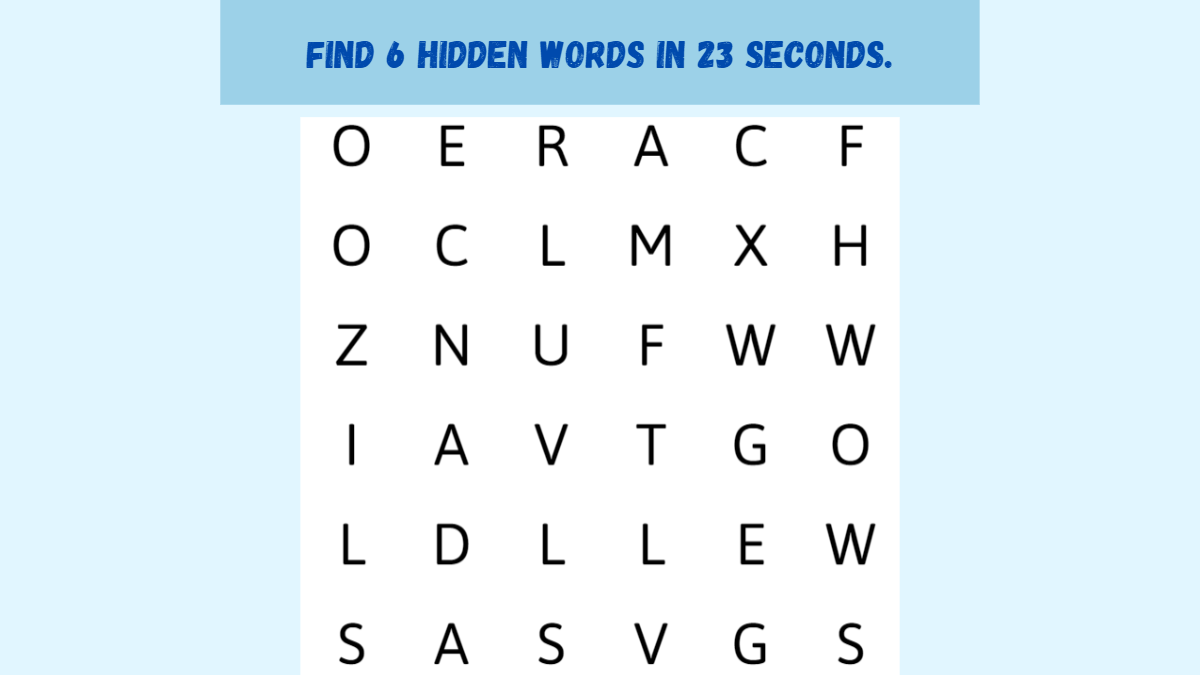 Word Search Puzzle: Can You Find 6 Words In The Image In 23 Seconds?