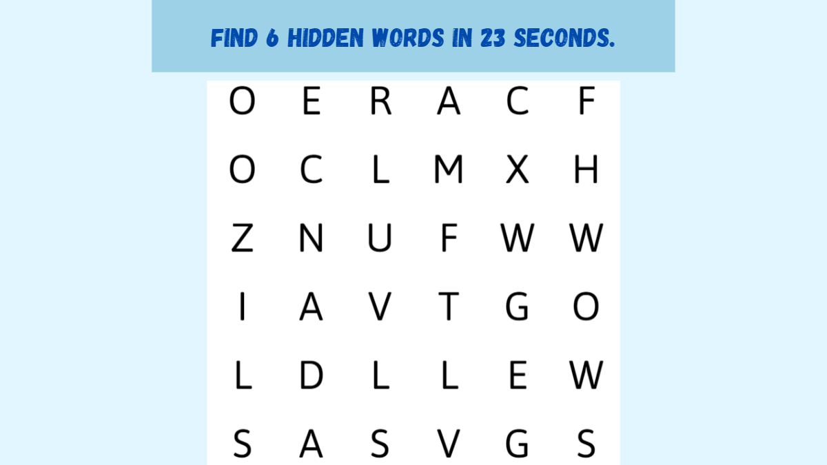 Word Search Puzzle Can You Find 6 Words In The Image In 23 Seconds 