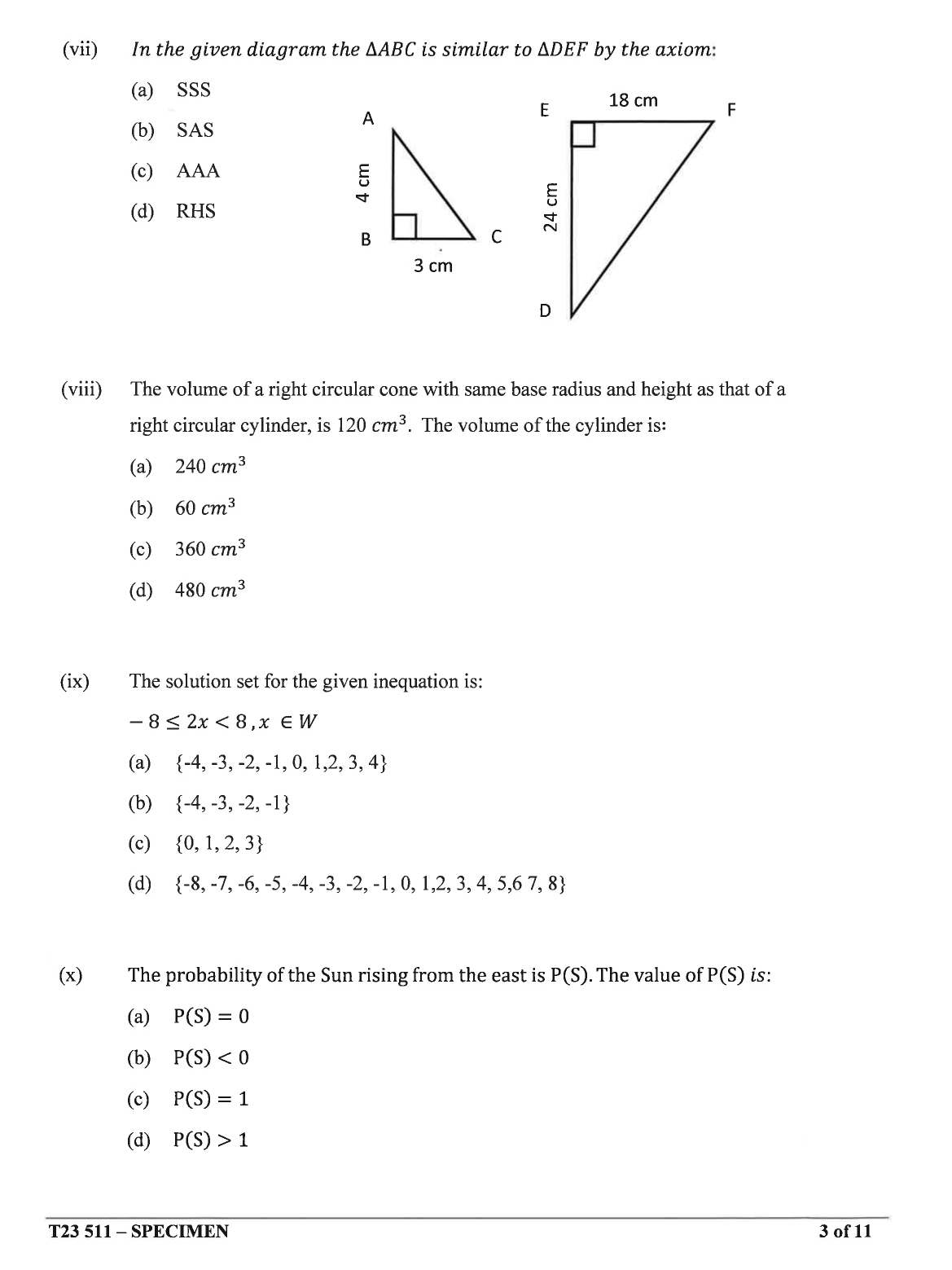 ICSE Maths Specimen Paper 2023 Image 3