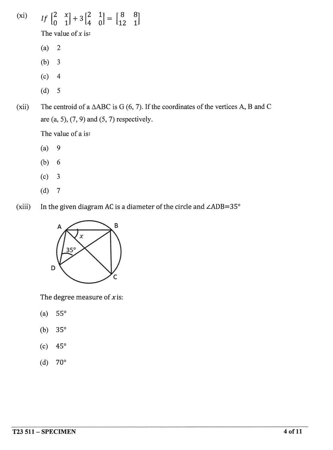 ICSE Maths Specimen Paper 2023 Image 4