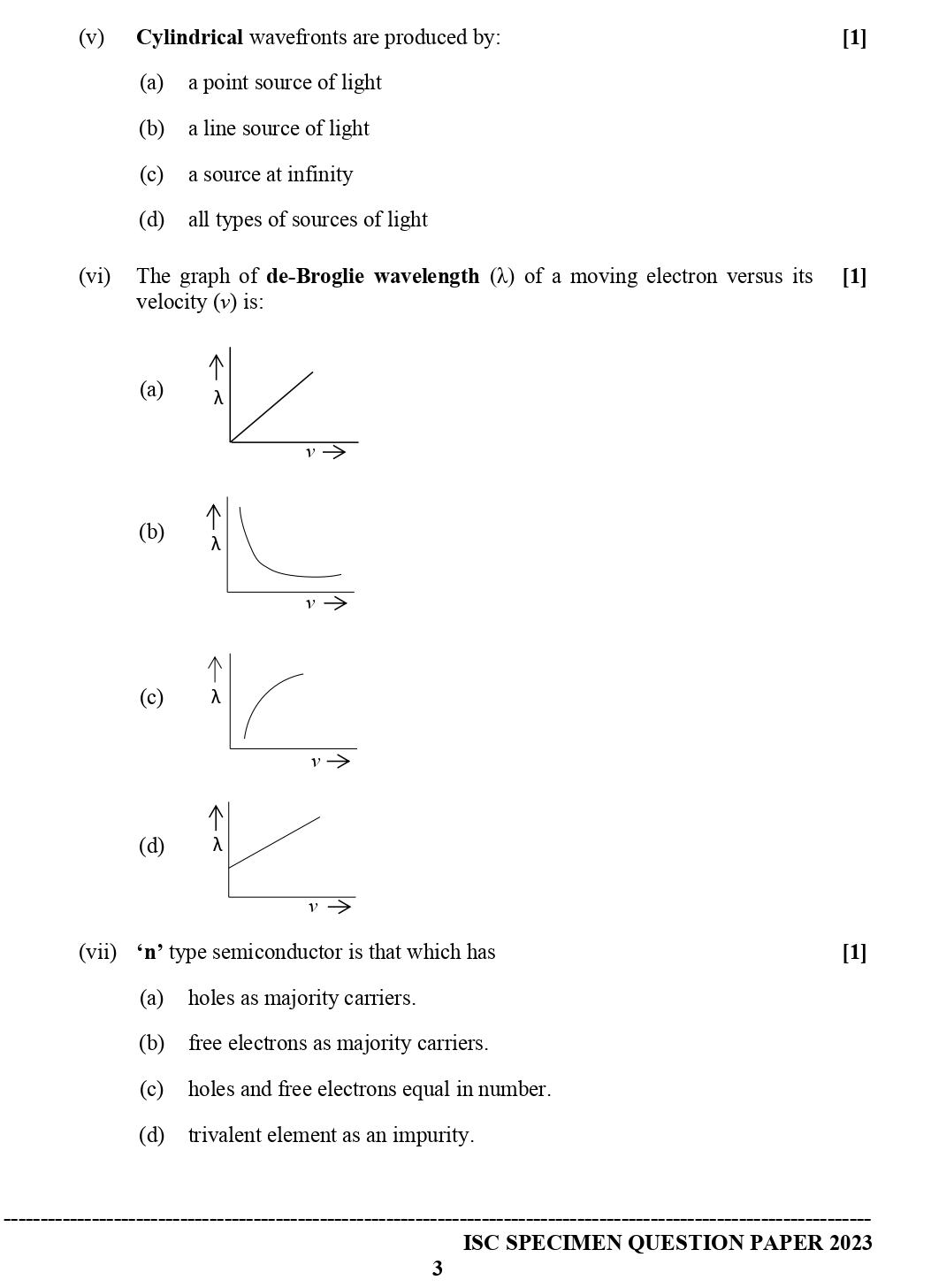 ISC Class 12 Physics Specimen Paper 2023 Image 3