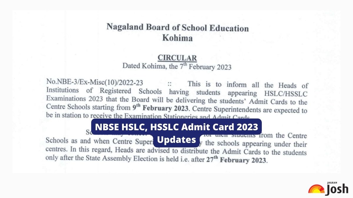 NBSE HSLC, HSSLC Admit Card 2023 Updates