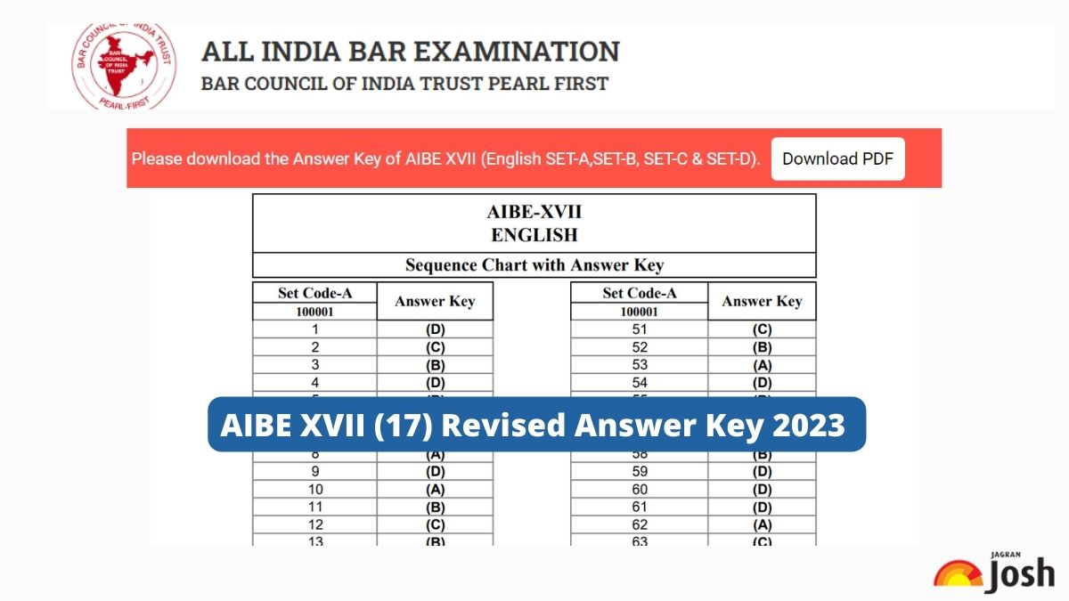 AIBE XVII (17) Revised Answer Key 2023 Releases