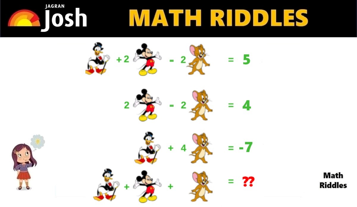 Math Riddles With Answers: Solve This Donal Duck, Jerry, Mickey Mouse Math Puzzle in 20 Seconds