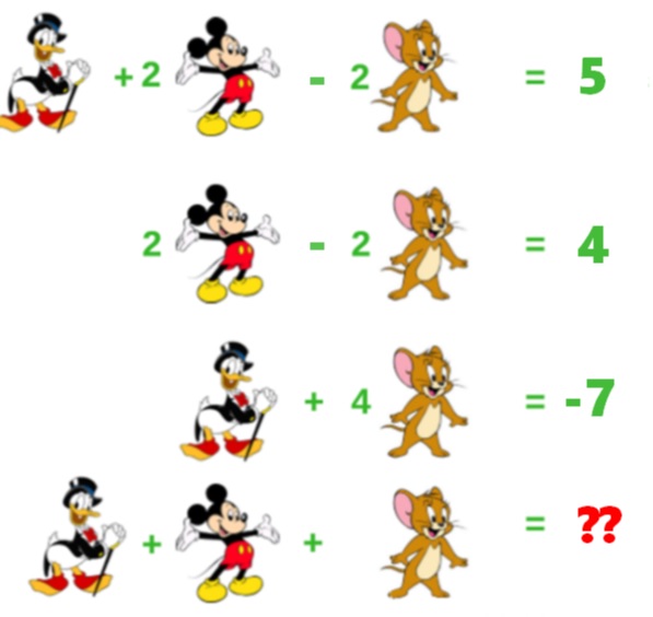 Math Riddles With Answers Solve This Donald Duck Jerry Mickey Mouse 