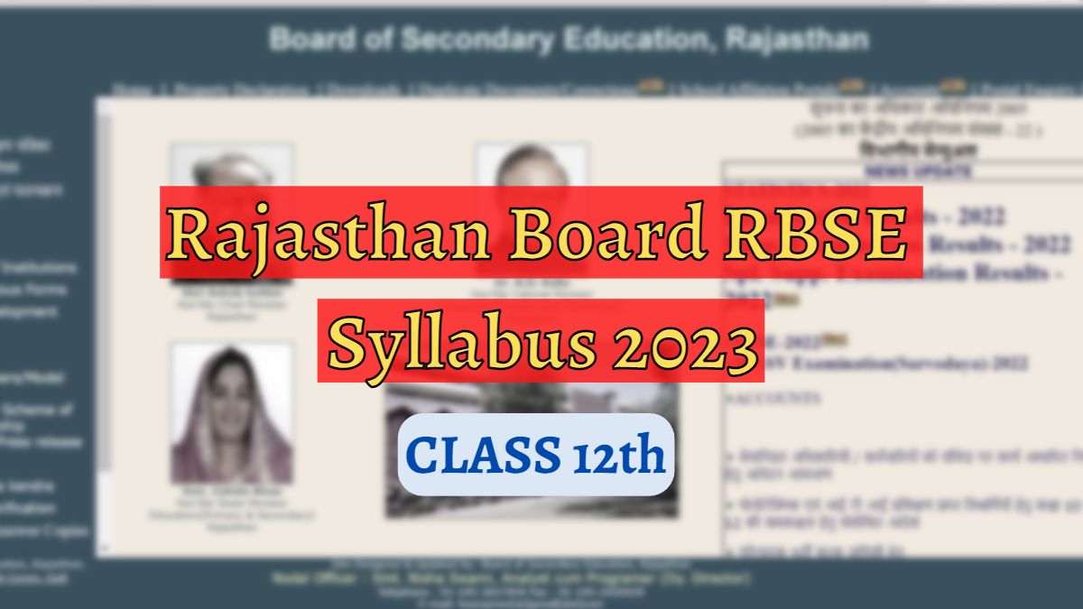Download RBSE Class 12th Syllabus 2023 New Syllabus in PDF, All Subjects