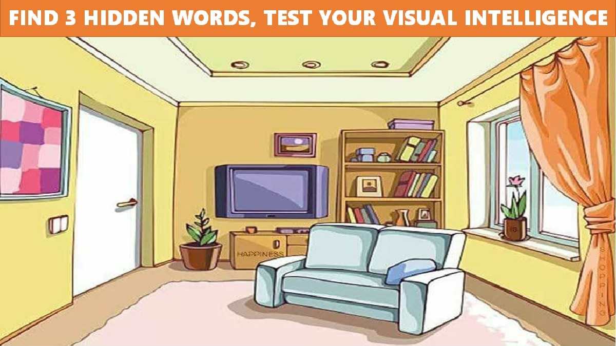 99% people failed to spot the 3 hidden words in this living room. You can test your visual intelligence level, genius level and observation skills if you can solve this hidden words picture puzzle.