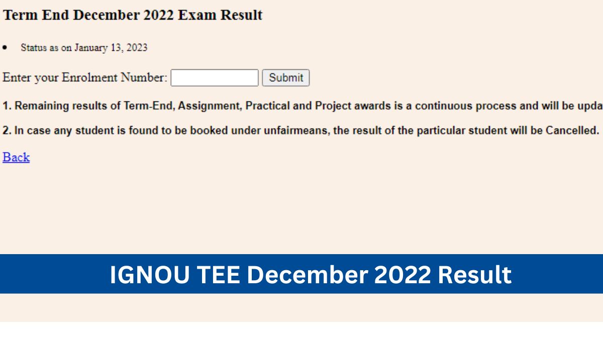 IGNOU TEE December 2022 Result Out