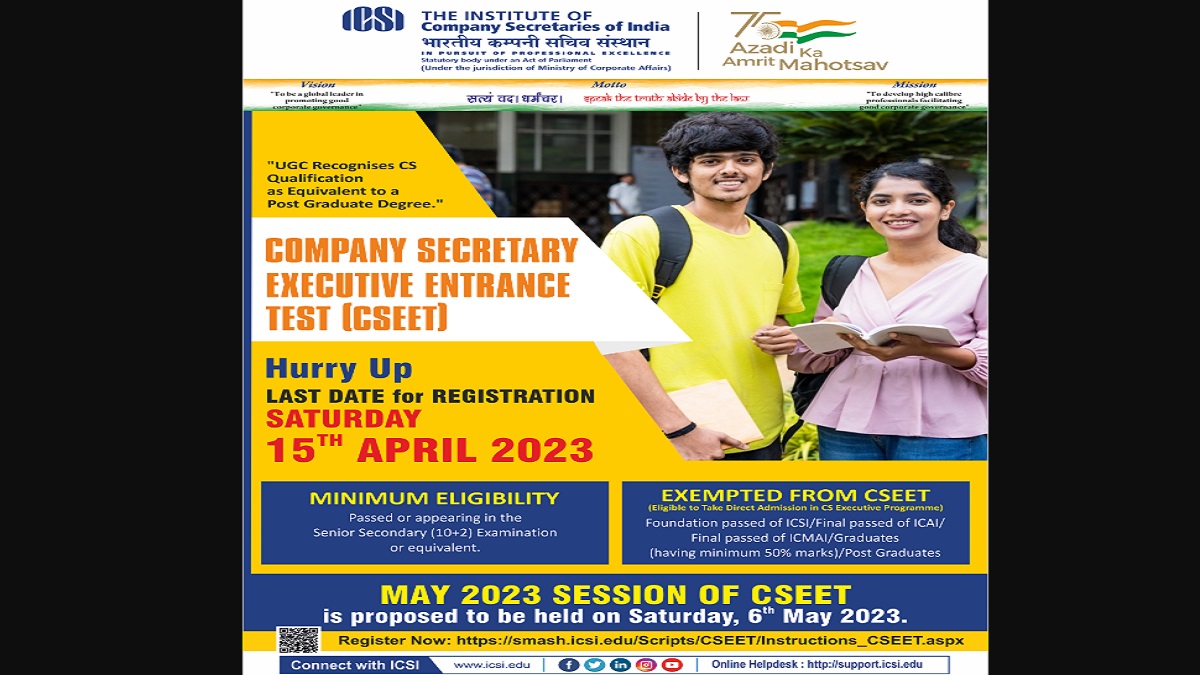 ICSI CSEET 2023 Registrations for May 2023