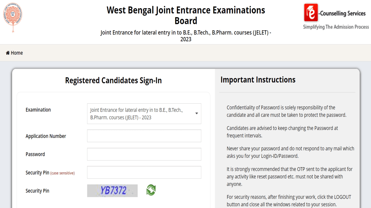 WB JELET 2023 Application Form Correction Window 
