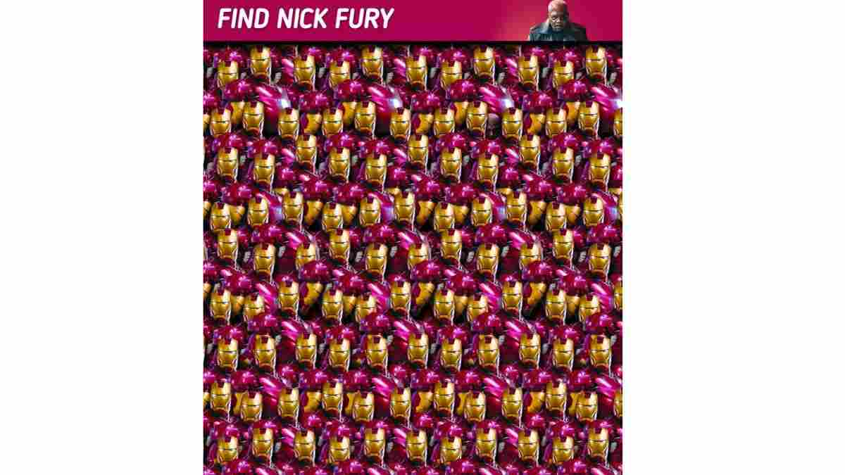 Can you spot Nick Fury hidden in the Iron man card?