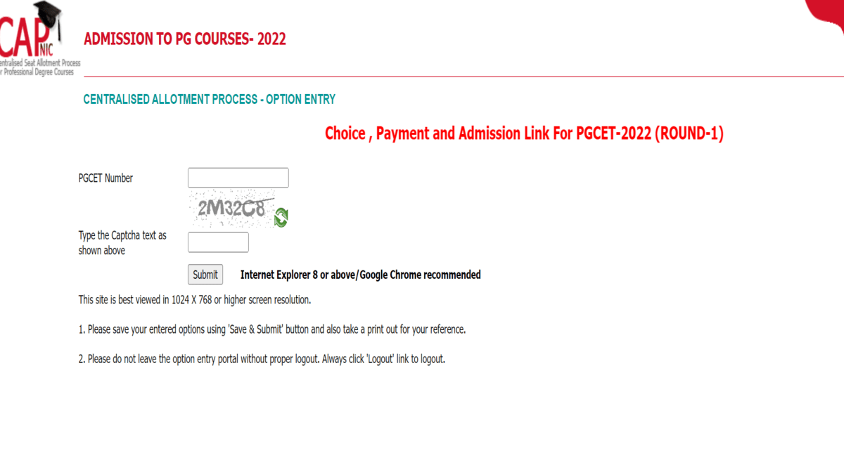 Karnataka PGCET 2022 Admission Order Download Link