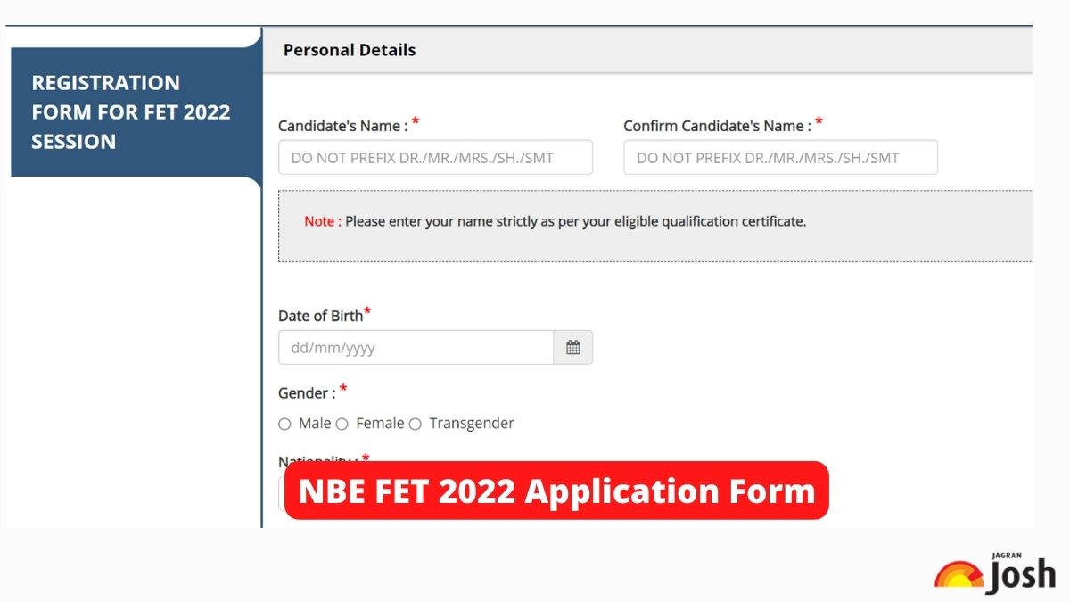 NBE FET 2022 Application Window
