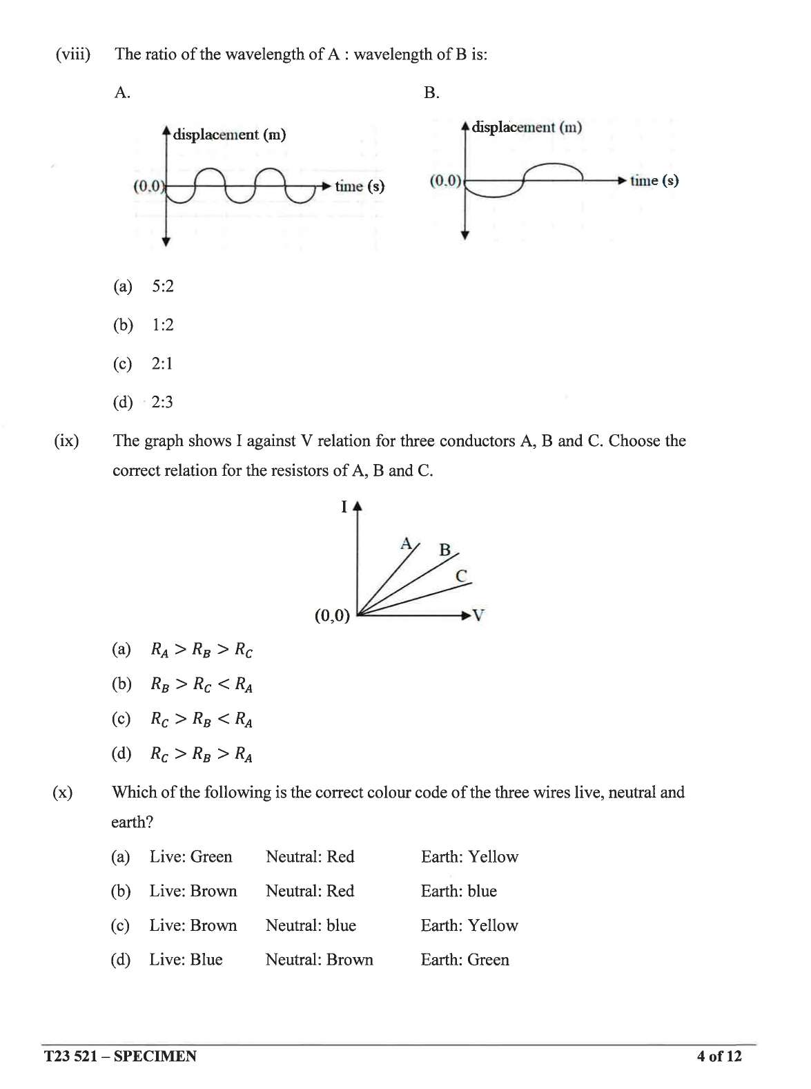 ICSE Physics Specimen Paper 2023 Image 4