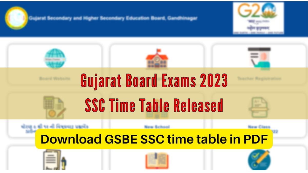 Check and Download Gujarat Board, GSEB SSC Time Table 2023 PDF