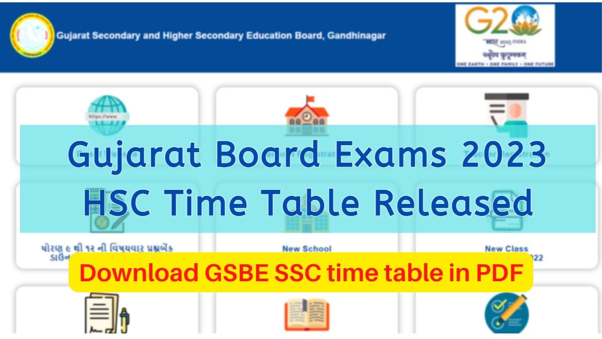 Check and download Gujarat Board (GSEB) HSC Time Table 2023