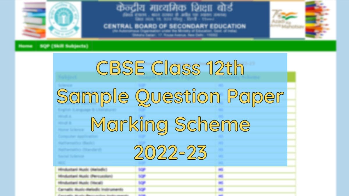 Download CBSE Class 12th Sample Papers and Marking Scheme 2023
