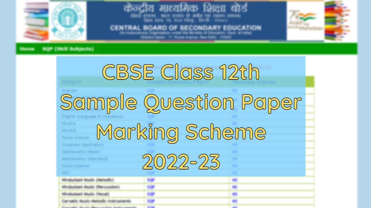 CBSE Class 12th Sample Paper 2022 23 Download Sample Question Papers 