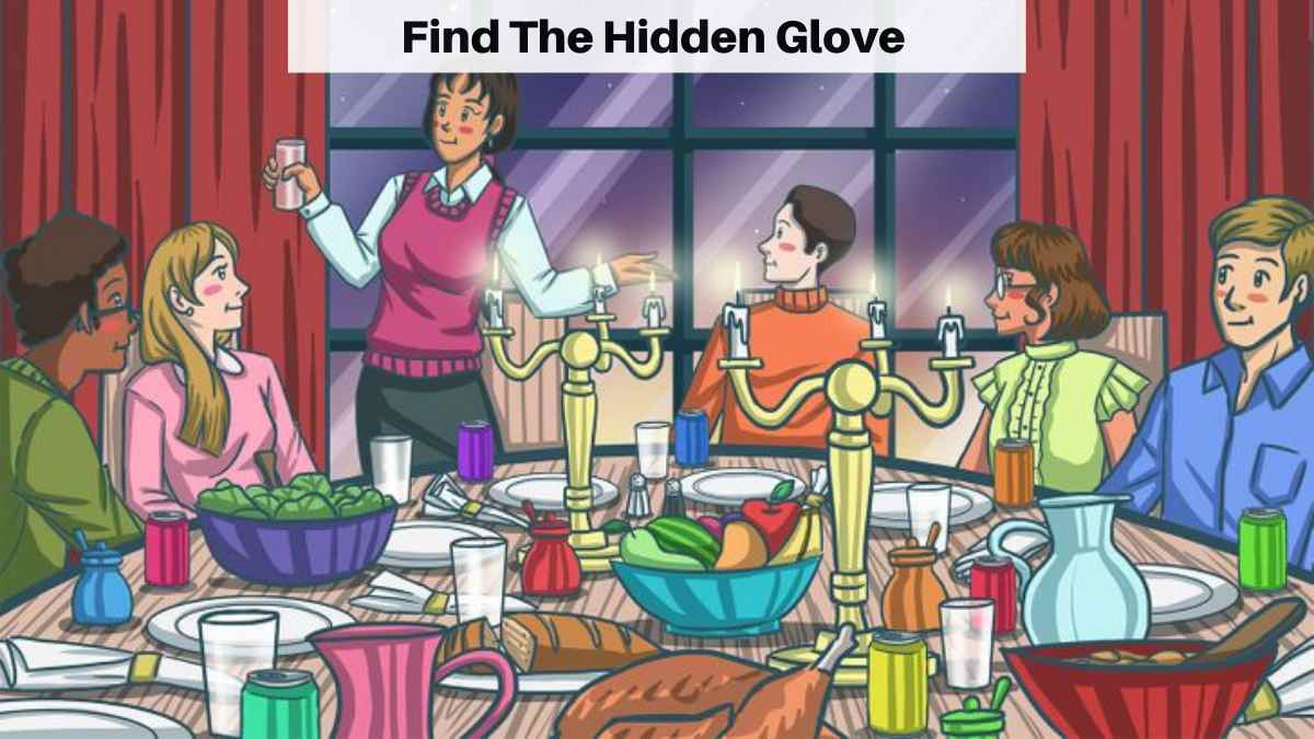 Brain Teaser IQ Test: Only People With Very Sharp Eyes Can Find The Glove At The Dinner Party In 7 Seconds. 
