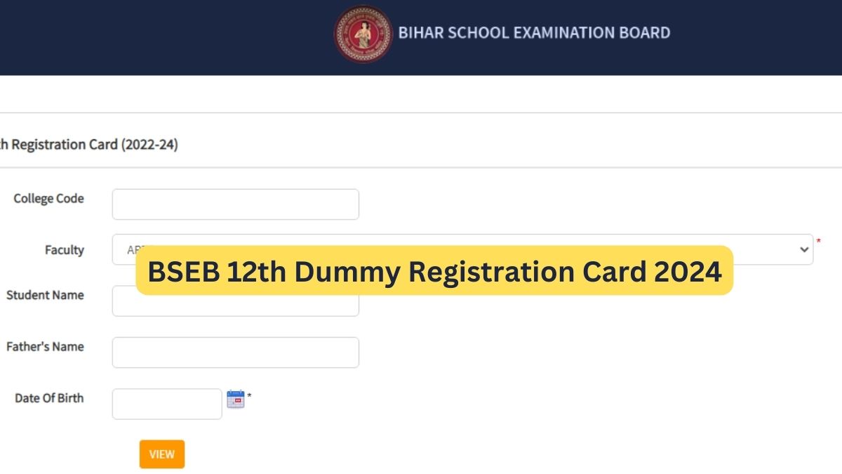 BSEB 12th Dummy Registration Card 2024 Correction Window Date Extended