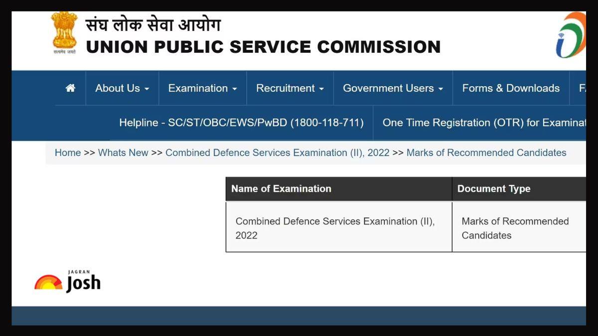 UPSC CDS II 2022 Marks: रिकमेंडिड अभ्यर्थी के यूपीएससी सीडीएस II 2022 मार्क्स upsc.gov.in पर घोषित, यहां से करें चेक
