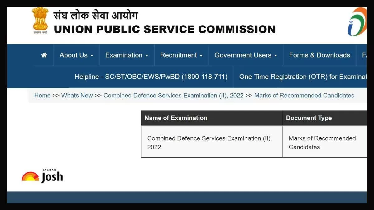 UPSC CDS II 2022 Marks link