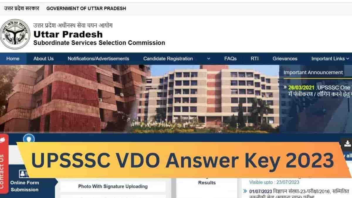 UPSSSC VDO Answer Key 2023 OUT at upsssc.gov.in: Download Link Here