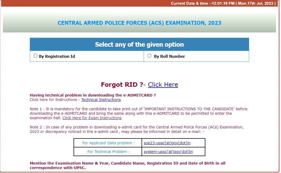 CAPF Admit Card 2023 Out: Direct Link To Download UPSC CAPF AC Call Letter