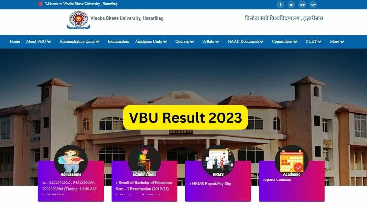 VBU Result 2023: Vinoba Bhave University UG, PG Result Link Here At Vbu ...