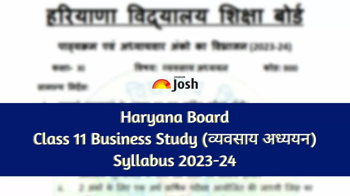 HBSE Business Study Syllabus 2024 for Class 11th Board Exam